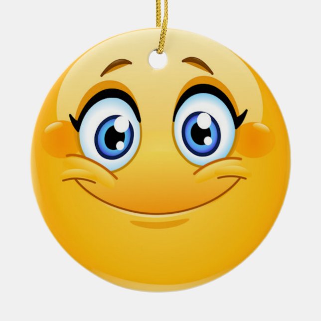 Smile Happy Face Friendship Ornamenet Ceramic Ornament (Front)
