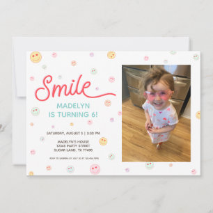 Smile Happy Face Photo Birthday Invitation