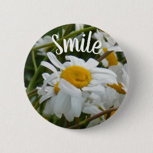 Smile - Happy Flower - Happy Face Smiling Daisy Button