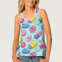 Smile Happy Pill Pattern Pharmacy Tank Top Shirt