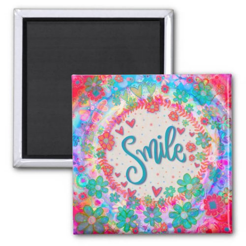 Smile Hearts Pretty Floral Colorful Inspirivity Magnet