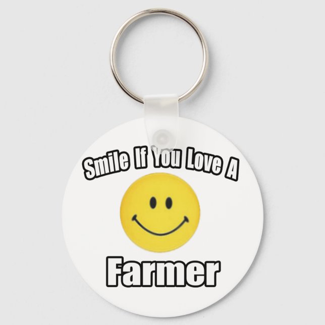 Smile If You Love a Farmer Keychain (Front)