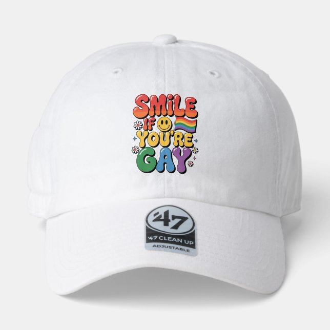 "Smile If You're Gay" Rainbow Pride Hat (Front)