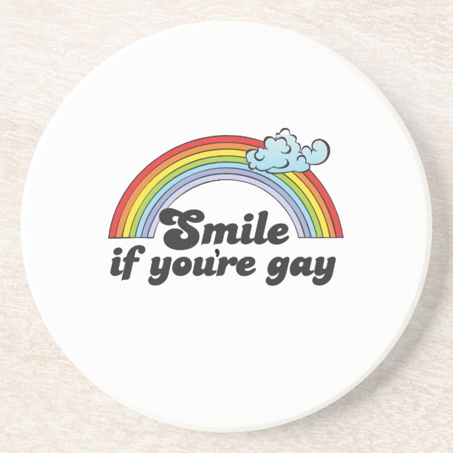 Smile if you're gay T-shirt Sandstone Coaster (Front)