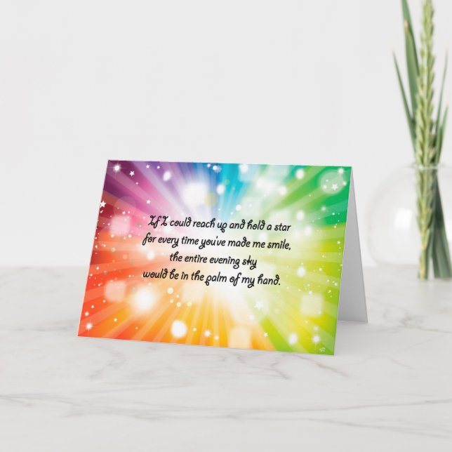 Smile Inspirational Happy Quote Star Rainbow Card (Front)