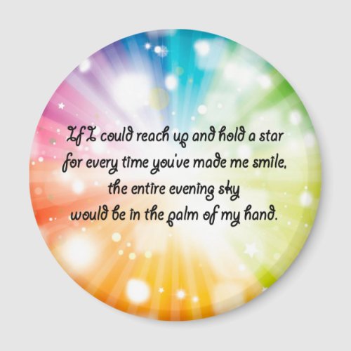 Smile Inspirational Happy Quote Star Rainbow Magnet