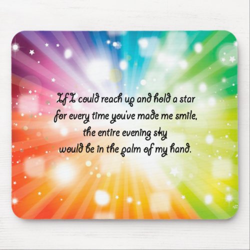 Smile Inspirational Happy Quote Star Rainbow Mouse Pad