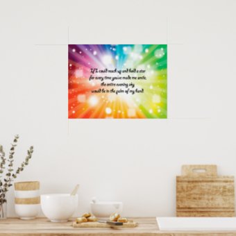 Smile Inspirational Happy Quote Star Rainbow Poster | Zazzle