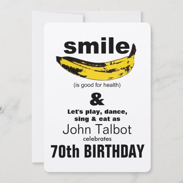 Smile is good 70th Birthday Party Invitation (Front)