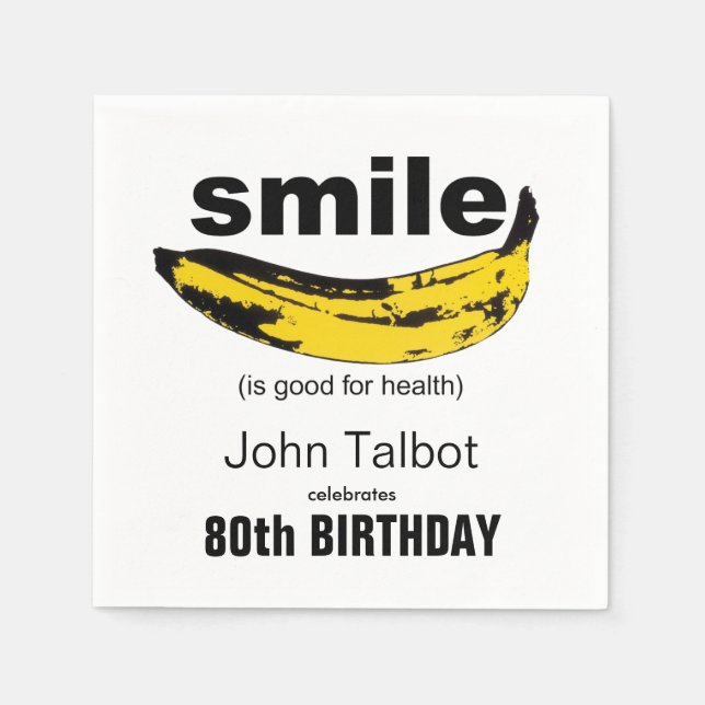 Smile is good 80th Birthday Party Paper Napkin (Front)