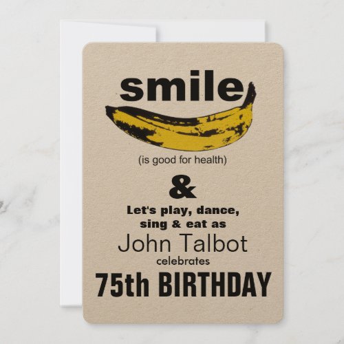 Smile is good for Health 75th Birthday Invitation