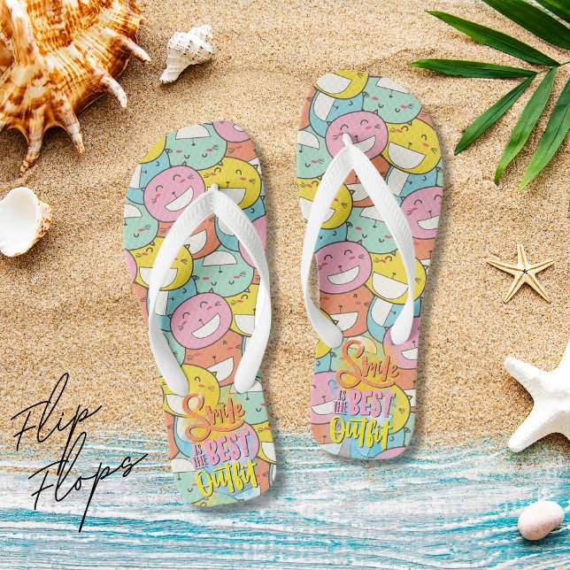 Smile is the best outfit! Kitty motivational  Flip Flops (Creator Uploaded)