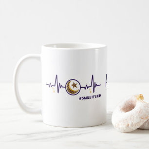 Smile It's Eid Moon Star Heartbeat Gold & purple Coffee Mug