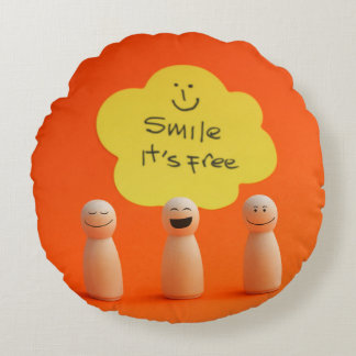 Smile, it's free round pillow