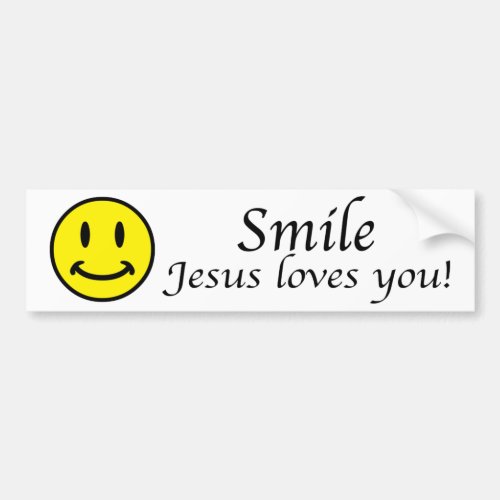 Smile Jesus loves you bumper sticker