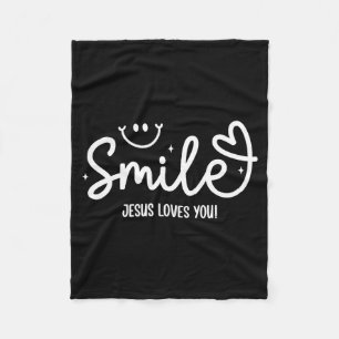 Smile Jesus Loves You Christian Faith Message Fleece Blanket