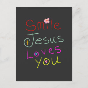 ‘Smile Jesus Loves You’ Christian Quote Postcard