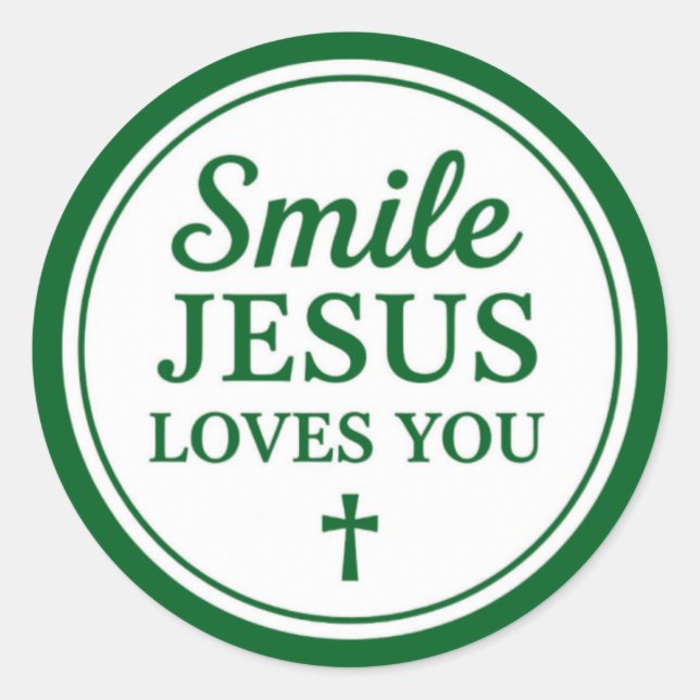 Smile Jesus Loves You Classic Round Sticker (Front)