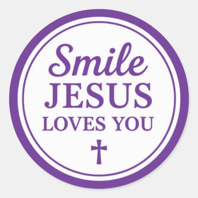 Smile Jesus Loves You Classic Round Sticker (Front)