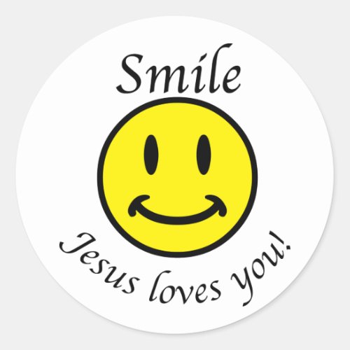 Smile Jesus loves you Classic Round Sticker