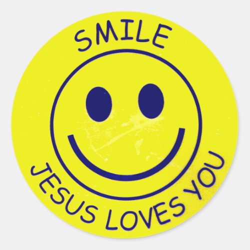 Smile Jesus Loves You Classic Round Sticker