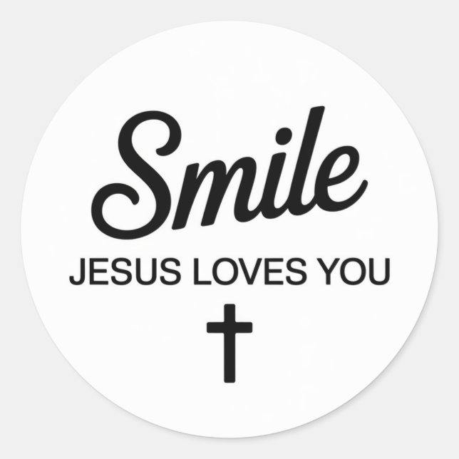 Smile Jesus Loves You Classic Round Sticker (Front)