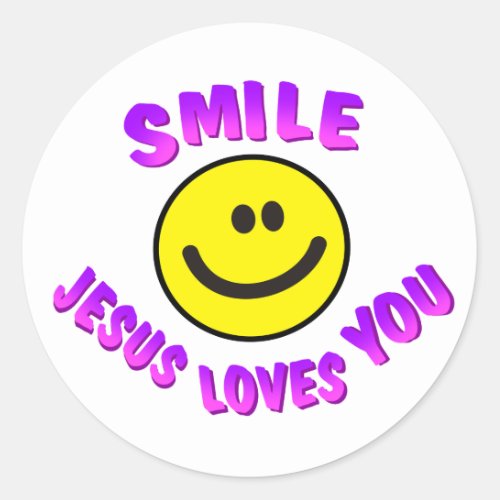 Smile Jesus Loves You Classic Round Sticker