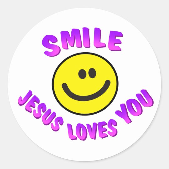Download Smile, Jesus Loves You Classic Round Sticker | Zazzle.com