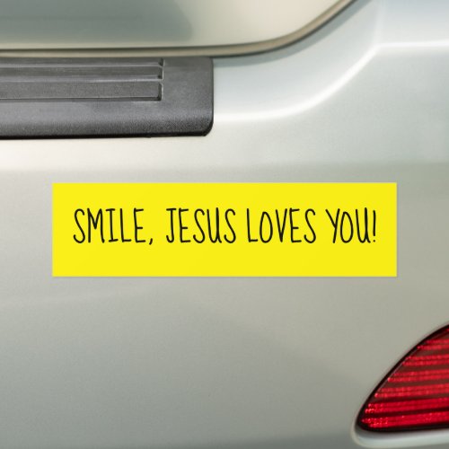 Smile Jesus Loves You Yellow Happy Sunshine Bumper Sticker