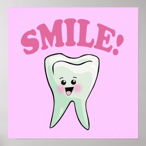 Smile Kawaii Tooth Art Poster