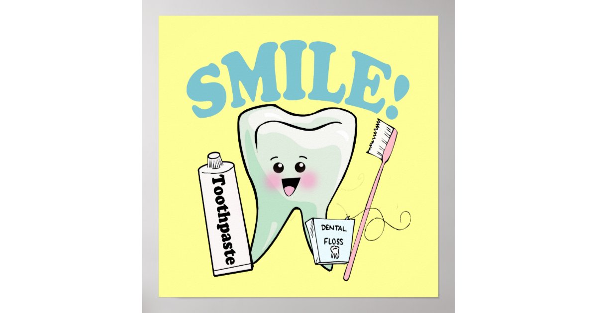 Smile Kawaii Tooth Art Poster | Zazzle