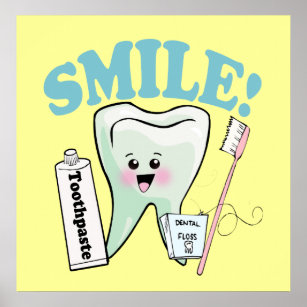 Smile Kawaii Tooth Art Poster