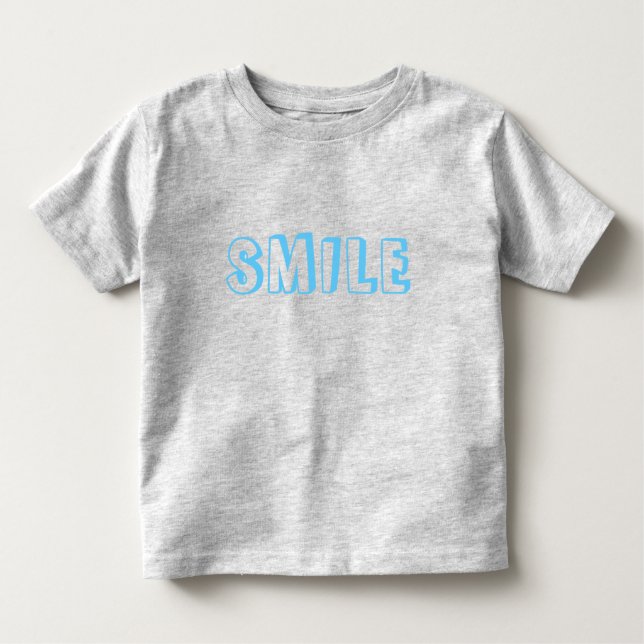 "Smile" light blue letters grey Toddler T-shirt (Front)