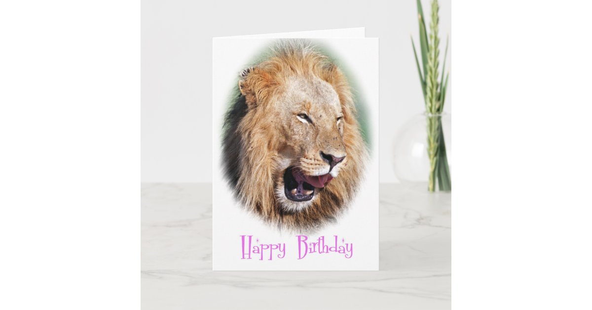 Smile lion happy birthday card | Zazzle.com