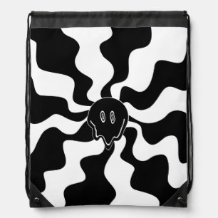 Smile Melt - Black and White Drawstring Bag