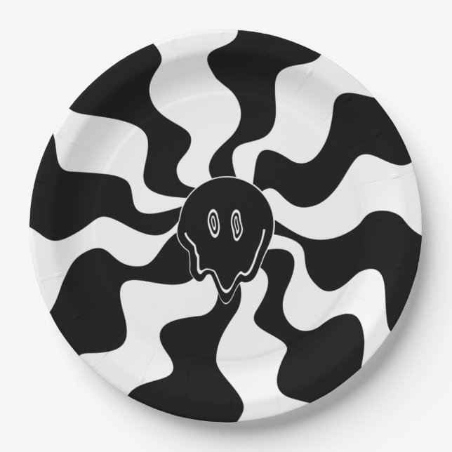 Smile Melt - Black and White Paper Plates (Front)