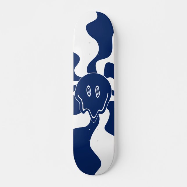 Smile Melt in Blue and White Skateboard (Front)