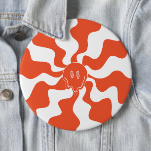 Smile Melt in Orange & White Button