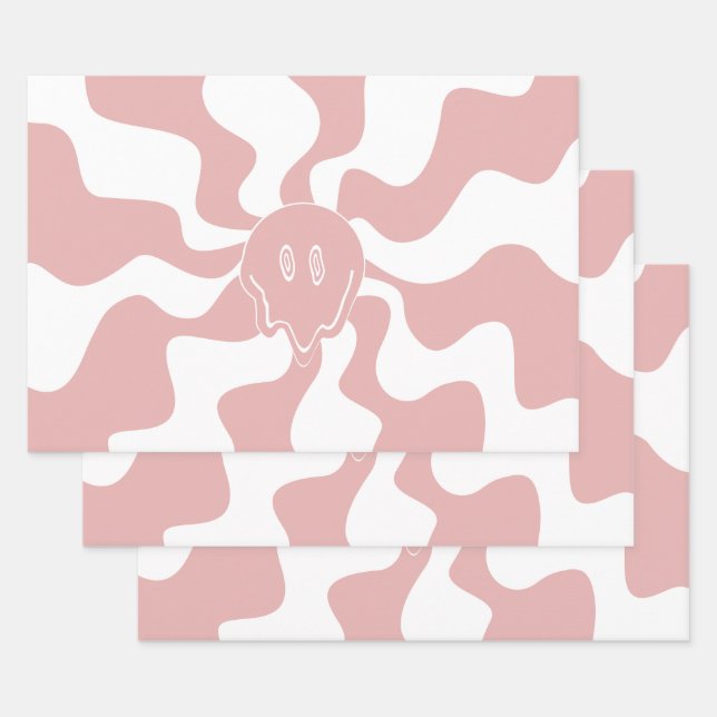 Smile Melt in Pink & White Wrapping Paper Sheets (Set)