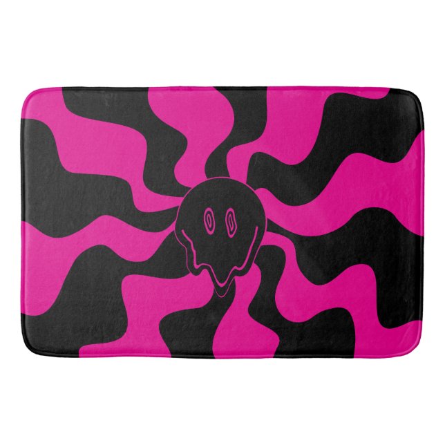 Smile Melt - Magenta and Black Bath Mat (Front)
