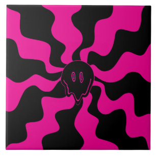 Smile Melt - Magenta and Black Ceramic Tile