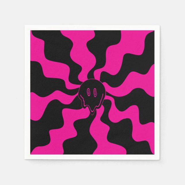 Smile Melt - Magenta and Black Napkins (Front)