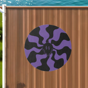 Smile Melt Retro Purple and Black Outdoor Rug