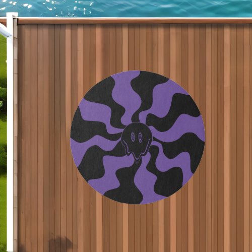 Smile Melt Retro Purple and Black Outdoor Rug