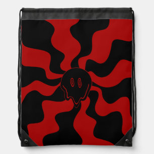 Smile Melt Retro Red and Black Drawstring Bag