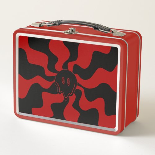 Smile Melt Retro Red and Black Metal Lunch Box