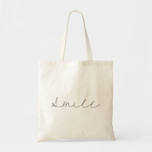 Smile Minimalist Quote Handwriting Saying Tote Bag