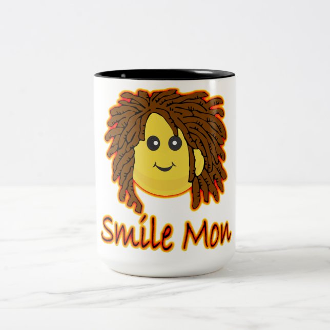 Smile Mon Fire Rasta Face Two-Tone Coffee Mug (Center)