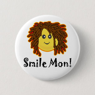 Smile Mon! Rasta Face Pinback Button