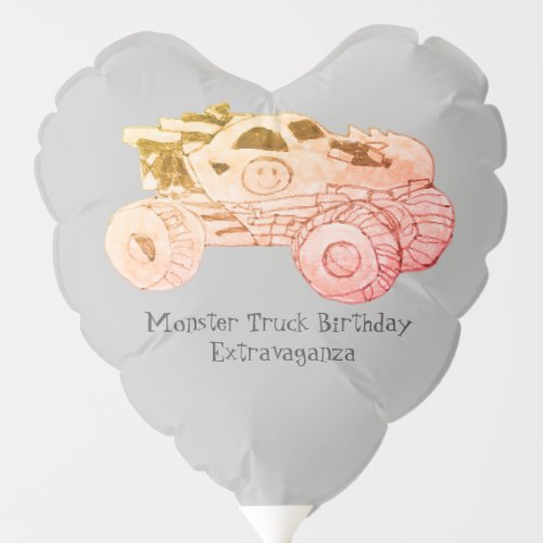 Smile Monster Truck Rally Birthday Party Balloon